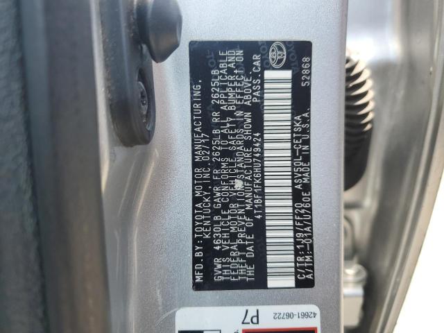 4T1BF1FK6HU749424 - 2017 TOYOTA CAMRY LE SILVER photo 12