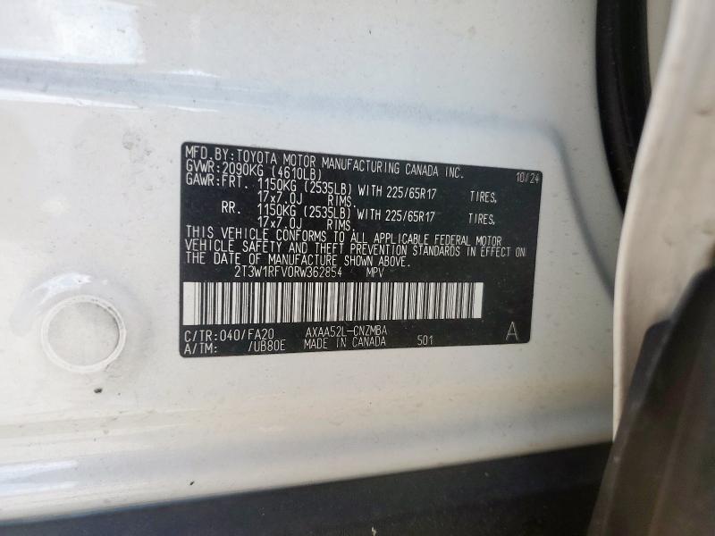 2T3W1RFV0RW362854 - 2024 TOYOTA RAV4 XLE 白色 照片 13