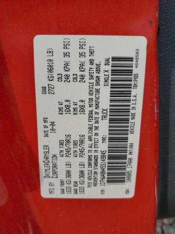 1D7HW48N45S149845 - 2005 DODGE DAKOTA QUAD SLT RED photo 12