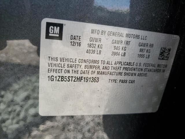 1G1ZB5ST2HF191363 - 2017 CHEVROLET MALIBU LS გრაფიტი ფოტო 12