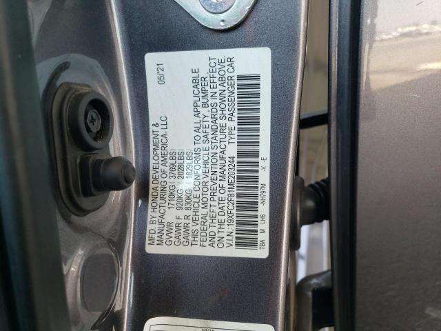 19XFC2F81ME203244 - 2021 HONDA CIVIC SPORT ნაცრისფერი ფოტო 12