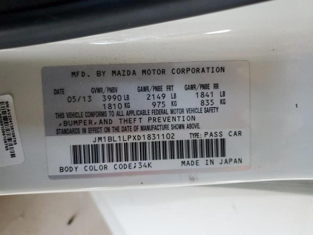 JM1BL1LPXD1831102 - 2013 MAZDA 3 I WHITE photo 13