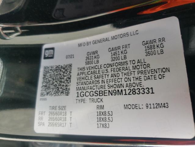 1GCGSBEN9M1283331 - 2021 CHEVROLET COLORADO 黑色 照片 12