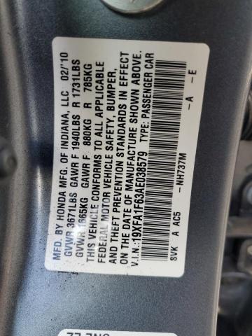 19XFA1F63AE038579 - 2010 HONDA CIVIC LX-S CHARCOAL photo 12