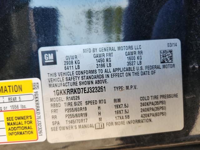 1GKKRRKD7EJ323261 - 2014 GMC ACADIA SLT-1 BLACK photo 13