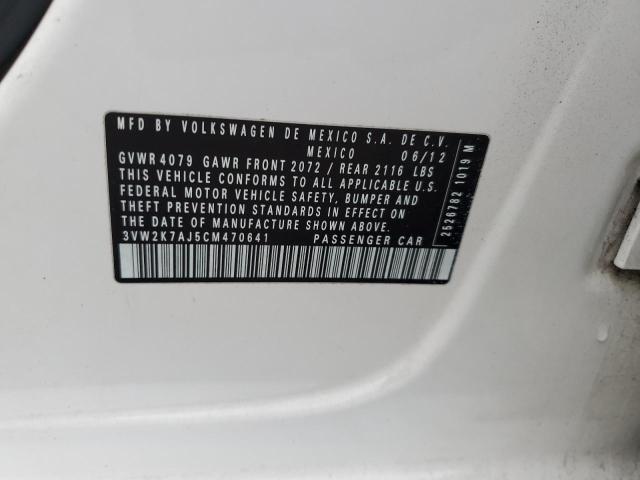 3VW2K7AJ5CM470641 - 2012 VOLKSWAGEN JETTA BASE 白色 照片 13
