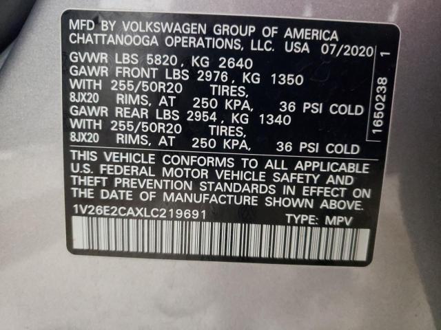 1V26E2CAXLC219691 - 2020 VOLKSWAGEN ATLAS CROS SE Gümüş foto 14