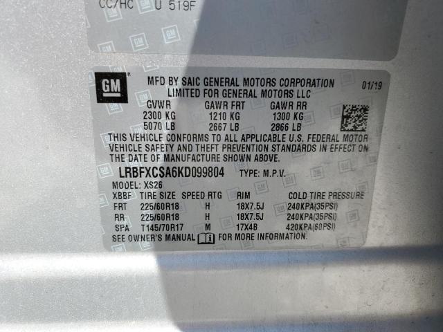 LRBFXCSA6KD099804 - 2019 BUICK ENVISION ESSENCE SILVER photo 13