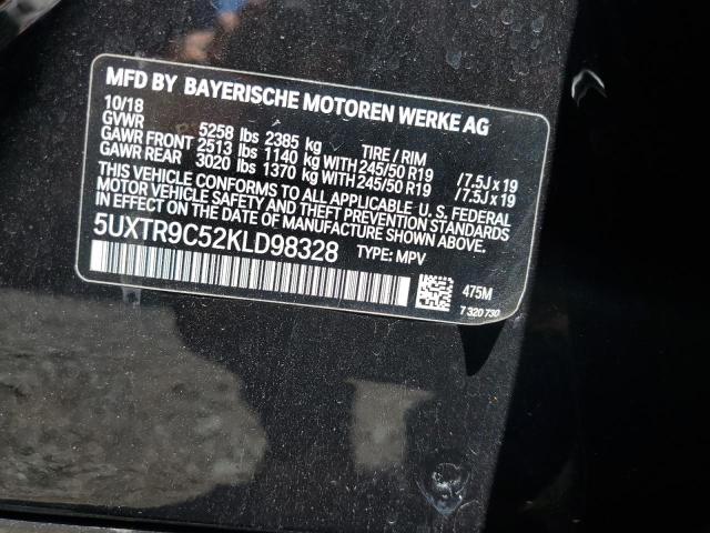 5UXTR9C52KLD98328 - 2019 BMW X3 XDRIVE30I BLACK photo 12