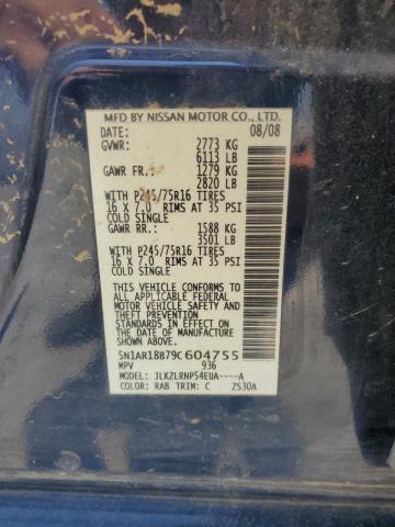 5N1AR18B79C604755 - 2009 NISSAN PATHFINDER S BLUE photo 13