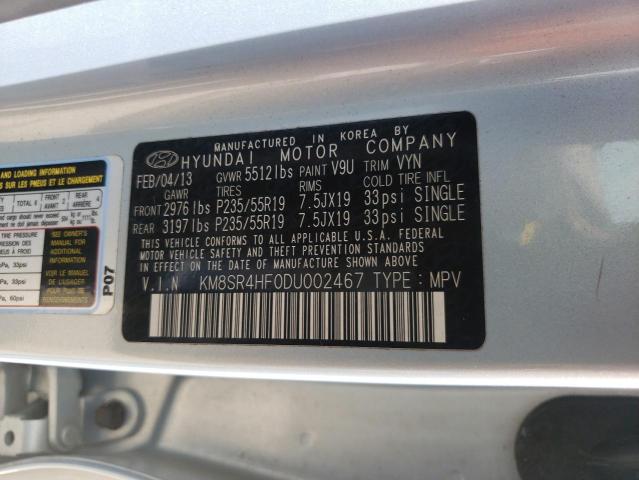 KM8SR4HF0DU002467 - 2013 HYUNDAI SANTA FE LIMITED BLUE photo 14