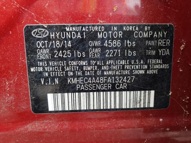 KMHEC4A48FA132427 - 2015 HYUNDAI SONATA HYBRID RED photo 12