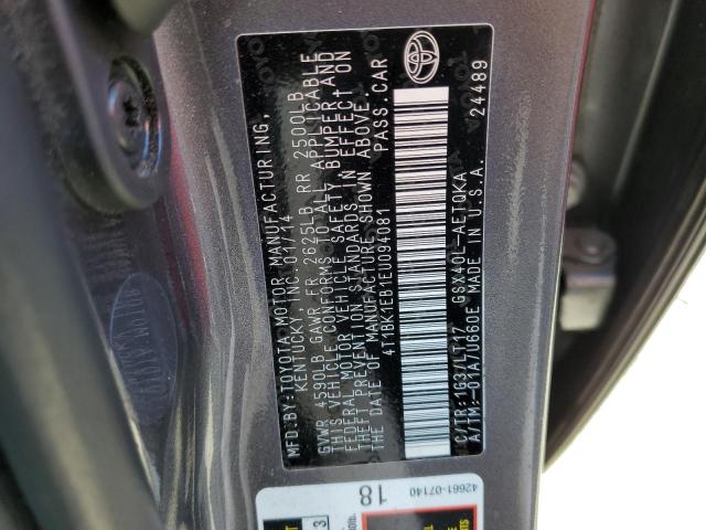 4T1BK1EB1EU094081 - 2014 TOYOTA AVALON BASE 灰色 照片 12