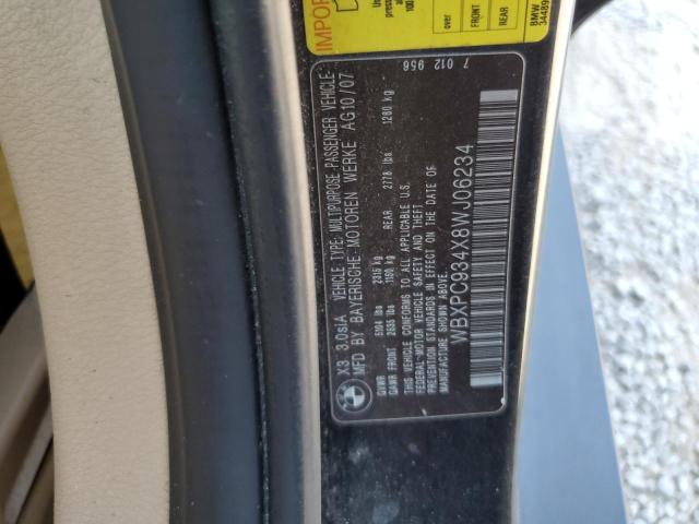 WBXPC934X8WJ06234 - 2008 BMW X3 3.0SI BLACK photo 13