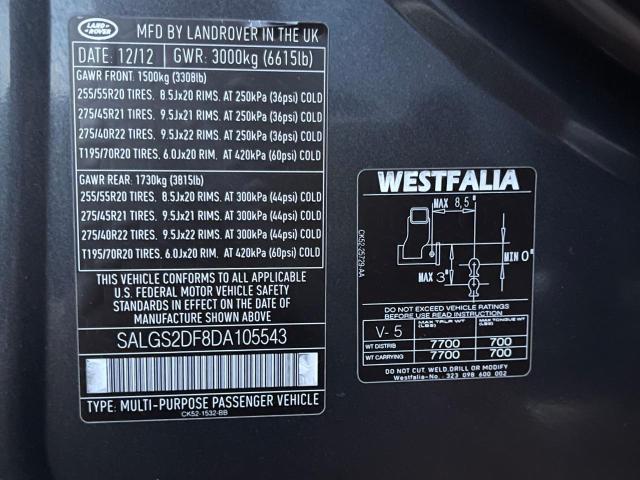 SALGS2DF8DA105543 - 2013 LAND ROVER RANGE ROVE HSE GRAY photo 10