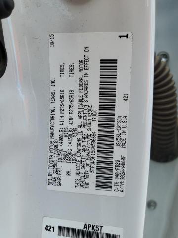 5TFUW5F15GX506664 - 2016 TOYOTA TUNDRA DOUBLE CAB SR/SR5 WHITE photo 13