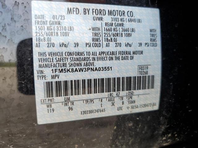 1FM5K8AW3PNA03551 - 2023 FORD EXPLORER POLICE INTERCEPTOR 黑色 照片 12