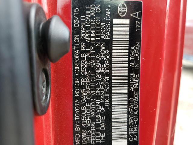 JTKJF5C79FJ009669 - 2015 TOYOTA SCION TC 红色 照片 12