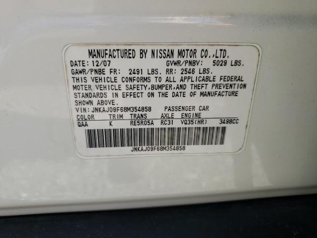 JNKAJ09F68M354858 - 2008 INFINITI EX35 BASE თეთრი ფოტო 13