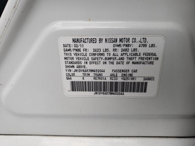 JN1DV6AR7BM452044 - 2011 INFINITI G25 WHITE photo 12