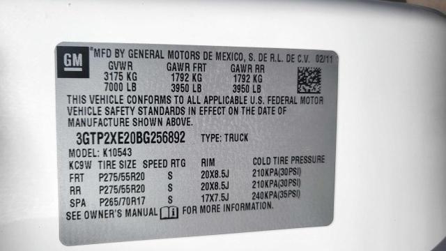 3GTP2XE20BG256892 - 2011 GMC SIERRA K1500 DENALI WHITE photo 10