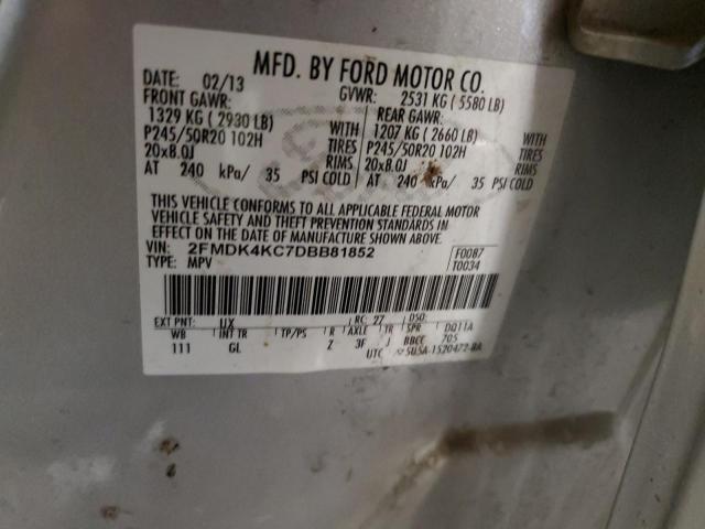 2FMDK4KC7DBB81852 - 2013 FORD EDGE LIMITED SILVER photo 13