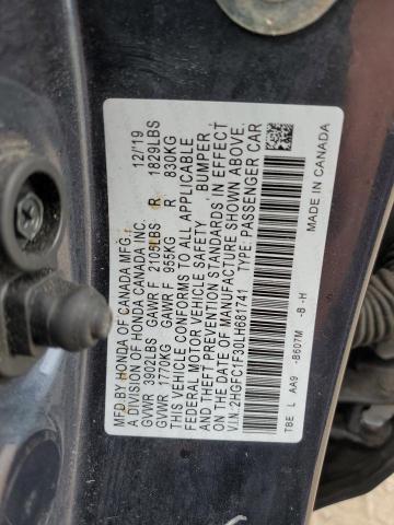 2HGFC1F30LH681741 - 2020 HONDA CIVIC EX BLUE photo 12