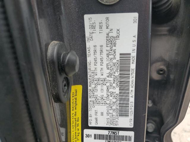 5TFJU4GN9FX076558 - 2015 TOYOTA TACOMA DOUBLE CAB PRERUNNER GRAY photo 12