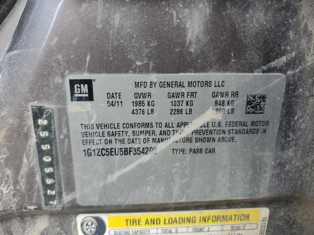 1G1ZC5EU5BF354208 - 2011 CHEVROLET MALIBU 1LT 灰色 照片 12