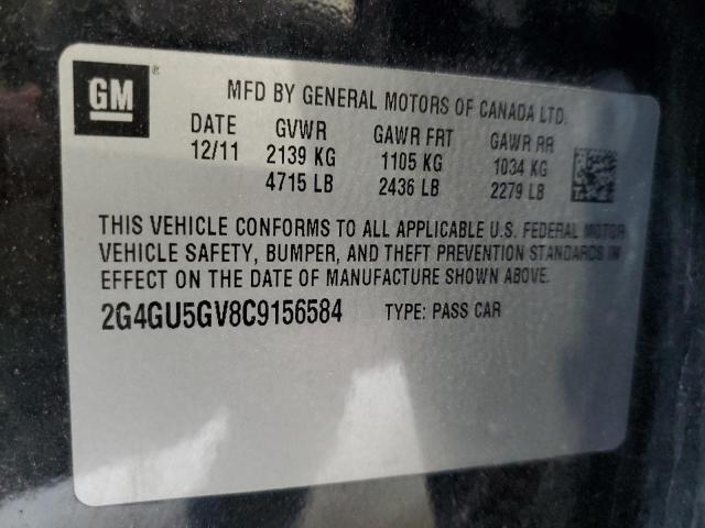 2G4GU5GV8C9156584 - 2012 BUICK REGAL PREMIUM BLACK photo 12