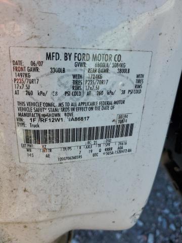 1FTRF12W17NA86817 - 2007 FORD F150 WHITE photo 12