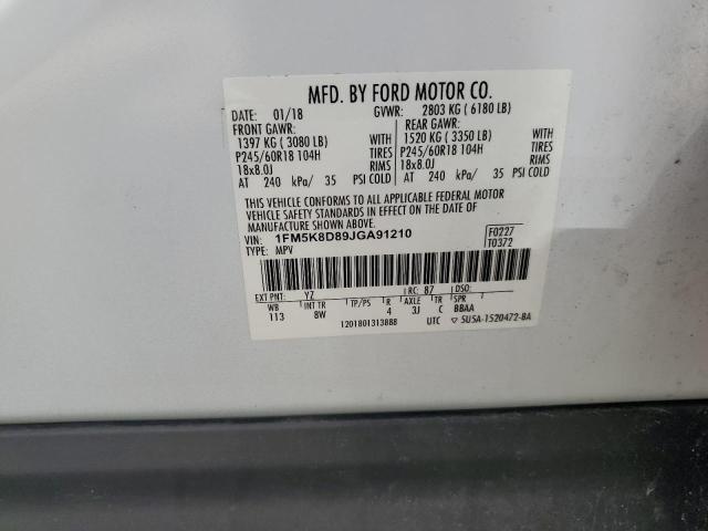 1FM5K8D89JGA91210 - 2018 FORD EXPLORER XLT WHITE photo 14