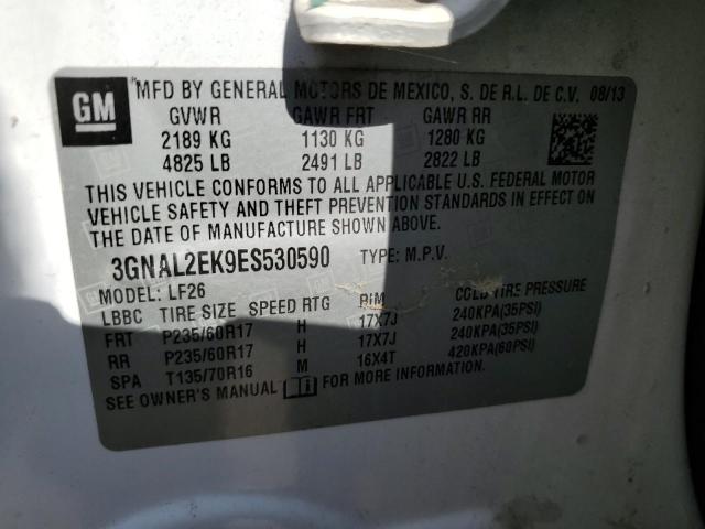 3GNAL2EK9ES530590 - 2014 CHEVROLET CAPTIVA LS 白色 照片 13