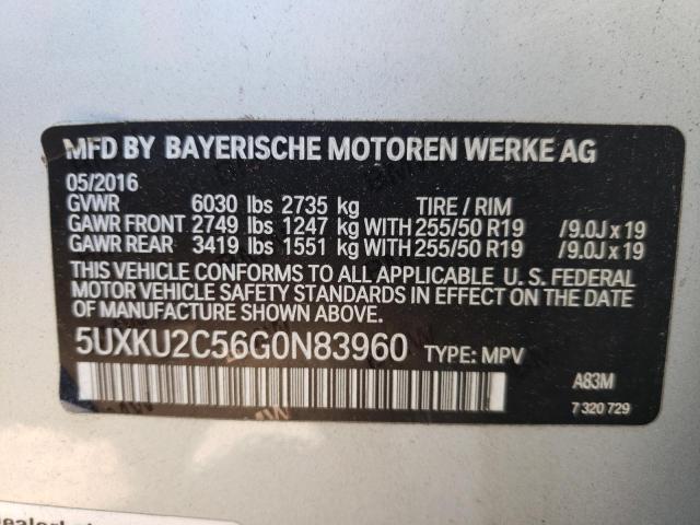 5UXKU2C56G0N83960 - 2016 BMW X6 XDRIVE35I SILVER photo 13