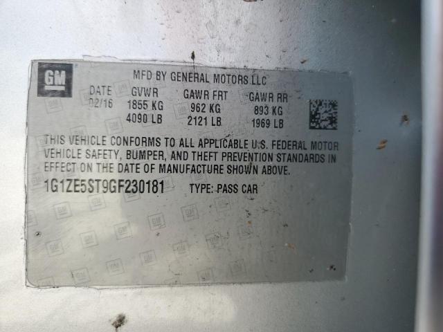 1G1ZE5ST9GF230181 - 2016 CHEVROLET MALIBU LT SILVER photo 12