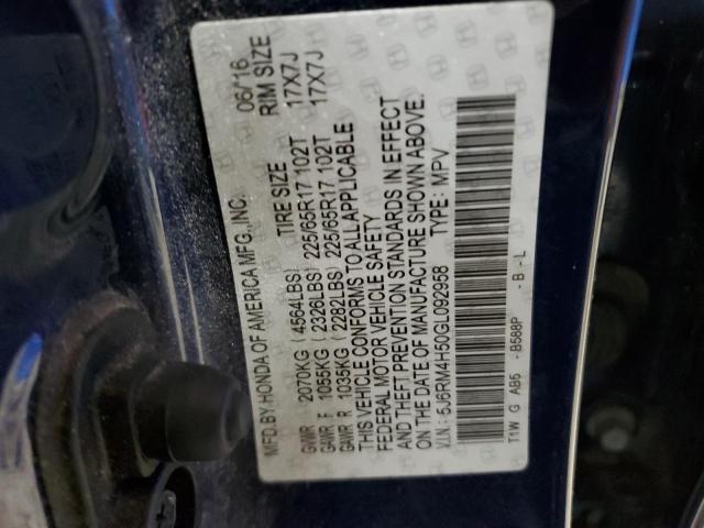 5J6RM4H50GL092958 - 2016 HONDA CR-V EX 蓝色 照片 13