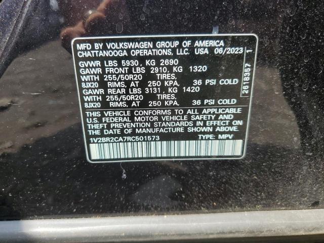 1V2BR2CA7RC501573 - 2024 VOLKSWAGEN ATLAS SEL BLACK photo 13