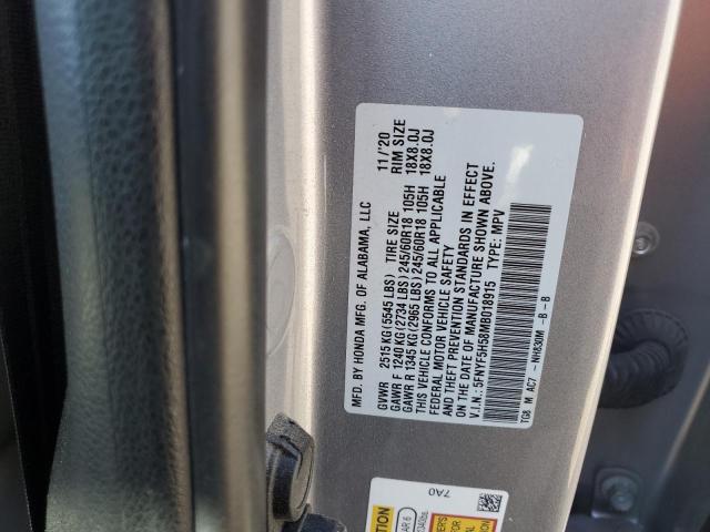 5FNYF5H58MB018915 - 2021 HONDA PILOT EXL SILVER photo 13