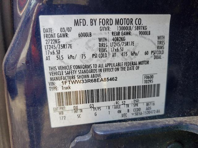 1FTWW33R68EA85462 - 2008 FORD F350 SUPER DUTY BLUE photo 10