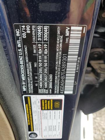 4JGDA5HB7EA389301 - 2014 MERCEDES-BENZ ML 350 4MATIC BLUE photo 13