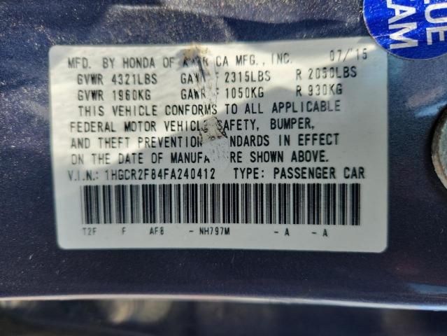 1HGCR2F84FA240412 - 2015 HONDA ACCORD EXL CHARCOAL photo 13