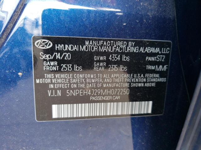 5NPEH4J29MH072250 - 2021 HYUNDAI SONATA LIMITED BLUE photo 13