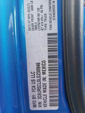 3C6UR5CL0LG230946 - 2020 RAM 2500 TRADESMAN ლურჯი ფოტო 12