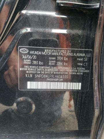 5NPD84LF9LH604333 - 2020 HYUNDAI ELANTRA SEL BLACK photo 12