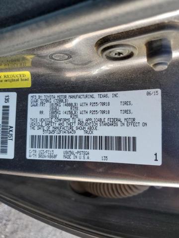 5TFDW5F12FX476439 - 2015 TOYOTA TUNDRA CREWMAX SR5 GRAY photo 12