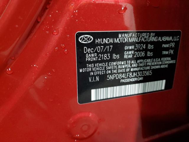 5NPD84LF8JH303565 - 2018 HYUNDAI ELANTRA SEL RED photo 12