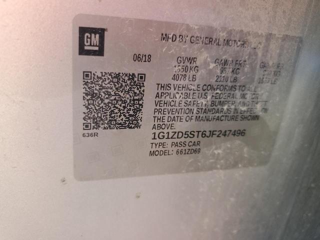 1G1ZD5ST6JF247496 - 2018 CHEVROLET MALIBU LT Plata foto 12