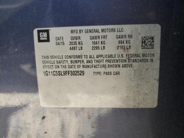 1G11C5SL9FF302529 - 2015 CHEVROLET MALIBU 1LT 蓝色 照片 12