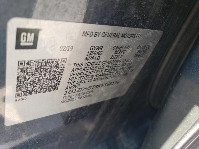 1G1ZD5ST8KF168199 - 2019 CHEVROLET MALIBU LT GRAY photo 12