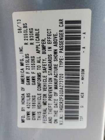 1HGCR2F50DA273720 - 2013 HONDA ACCORD SPORT SILVER photo 12